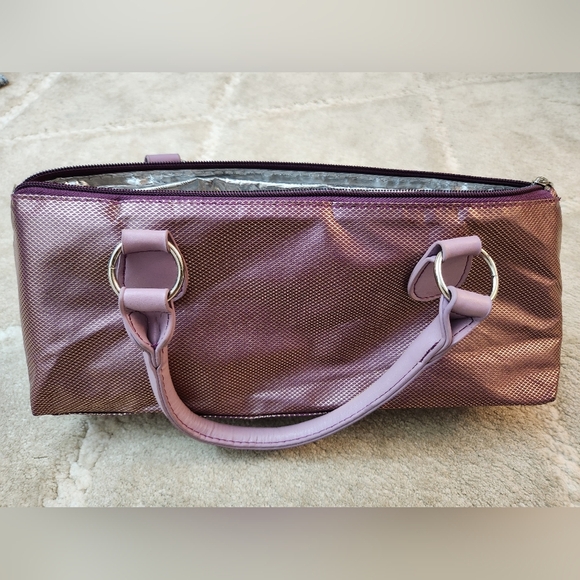 Insulated Purple Pink Wine Bottle Tote Bag Purse - Picture 2 of 14